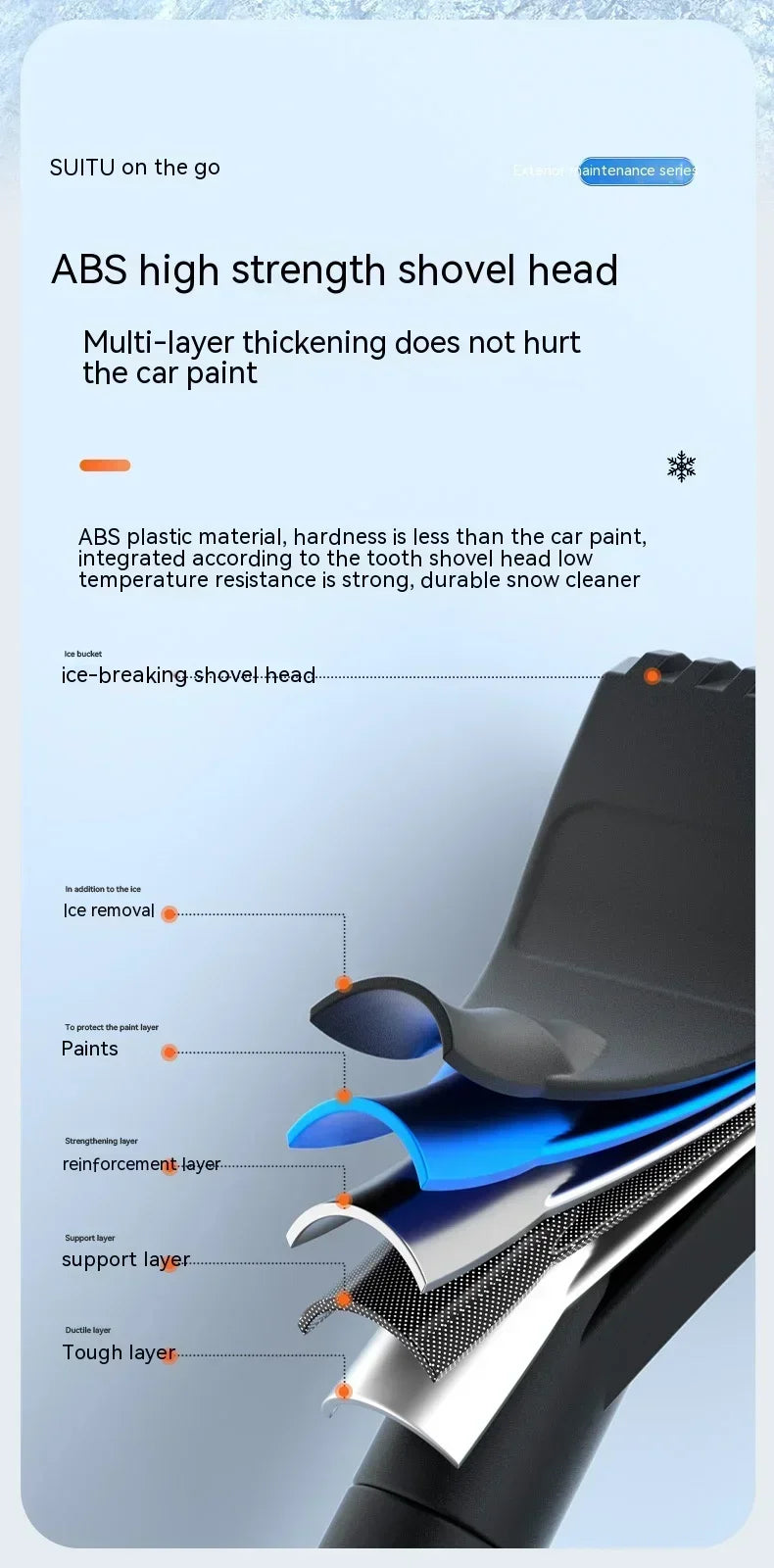 All-in-One Extendable Snow Shovel & Ice Scraper Brush