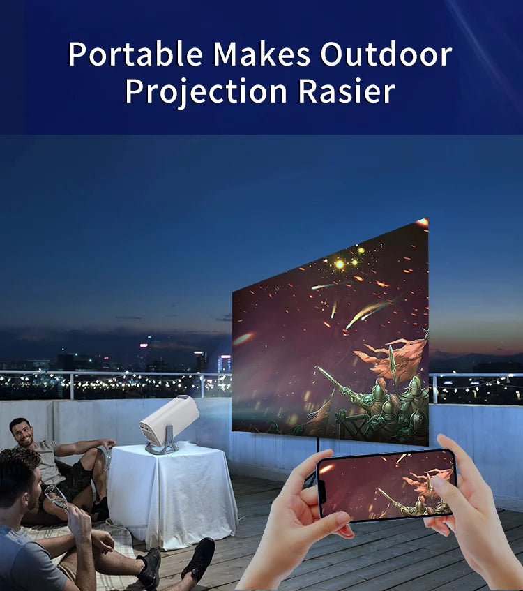 4K HD Android Projector – 3000+ Games, WiFi 6, BT5.4, Low Noise Home Theater with Dual Gamepads, Outdoor & Indoor