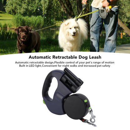 Smart Retractable Dog Leash with LED Light – Durable Automatic Pet Leash with Ergonomic Grip