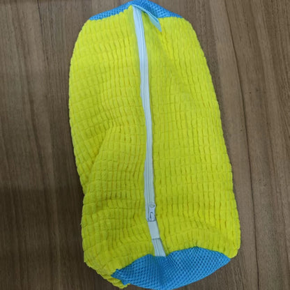 Durable Shoe Washing Bag – Yellow & Blue Zipper Laundry Bag for Sneakers