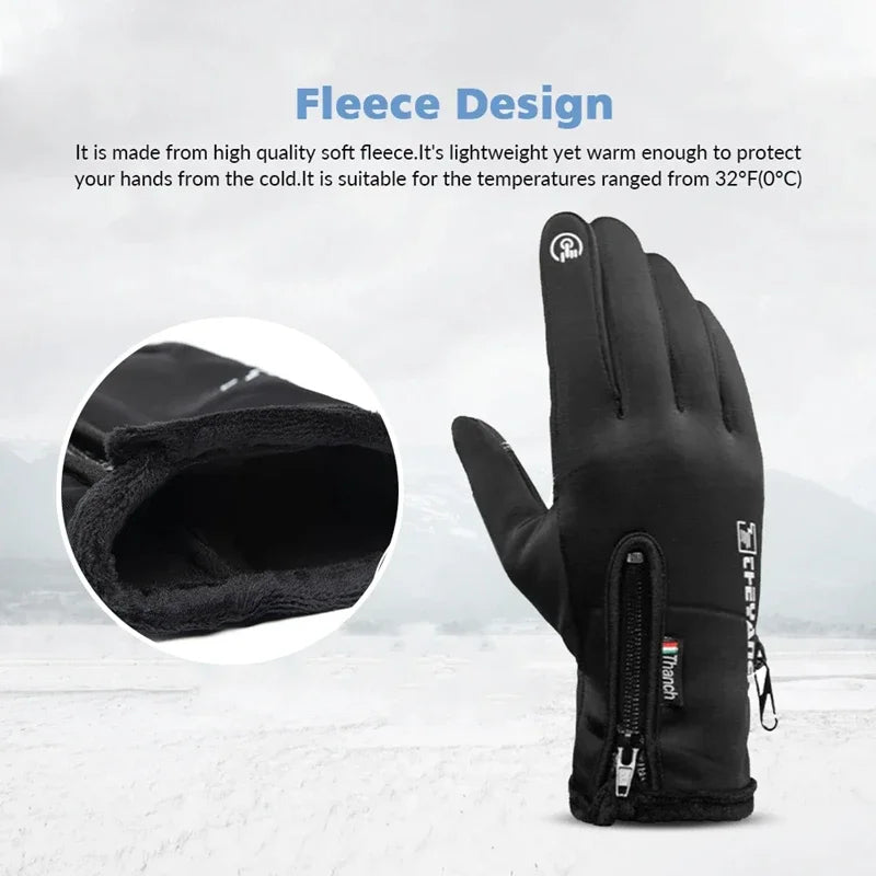 Unisex Winter Waterproof Thermal Touchscreen Gloves for Outdoor Sports