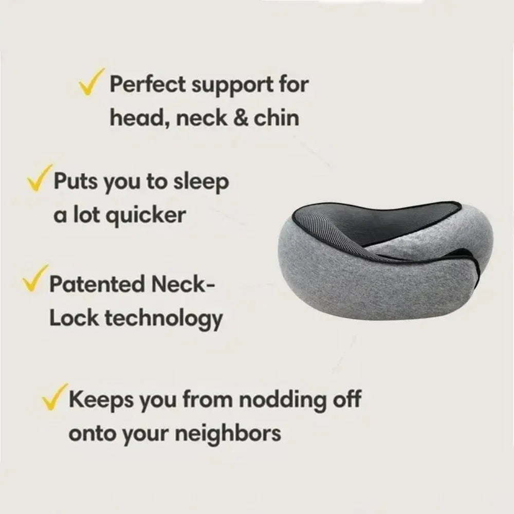 U-Shaped Travel Neck Pillow – Adjustable Memory Foam Pillow for Sleeping, Neck Support, and Portable Travel
