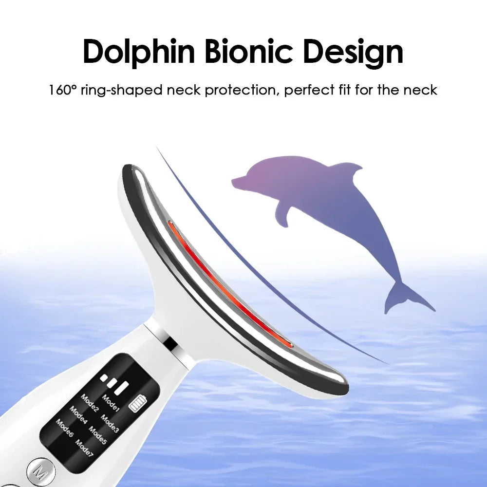 Portable 7-Color LED Light Therapy Face & Neck Massager – Anti-Wrinkle & Skin Tightening