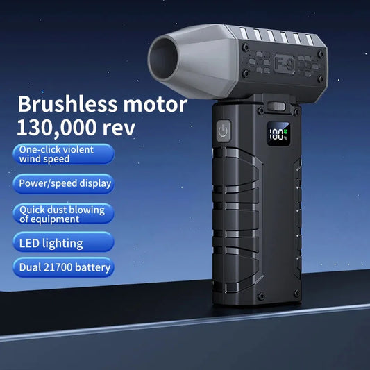 Mini Air Blower – 160,000 RPM Handheld Electric Turbo Fan with Brushless Motor, 52m/s Wind Speed & LED Display
