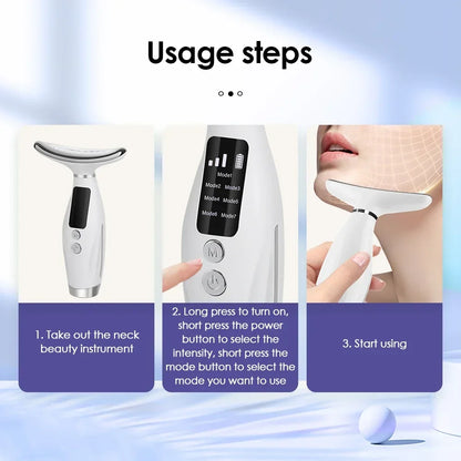 Portable 7-Color LED Light Therapy Face & Neck Massager – Anti-Wrinkle & Skin Tightening