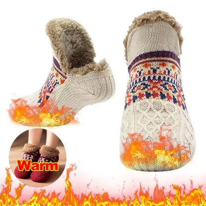 Winter Velvet Home Socks – Thick, Warm, Non-slip for Women & Men