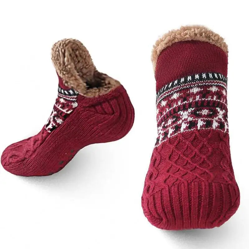 Winter Velvet Home Socks – Thick, Warm, Non-slip for Women & Men