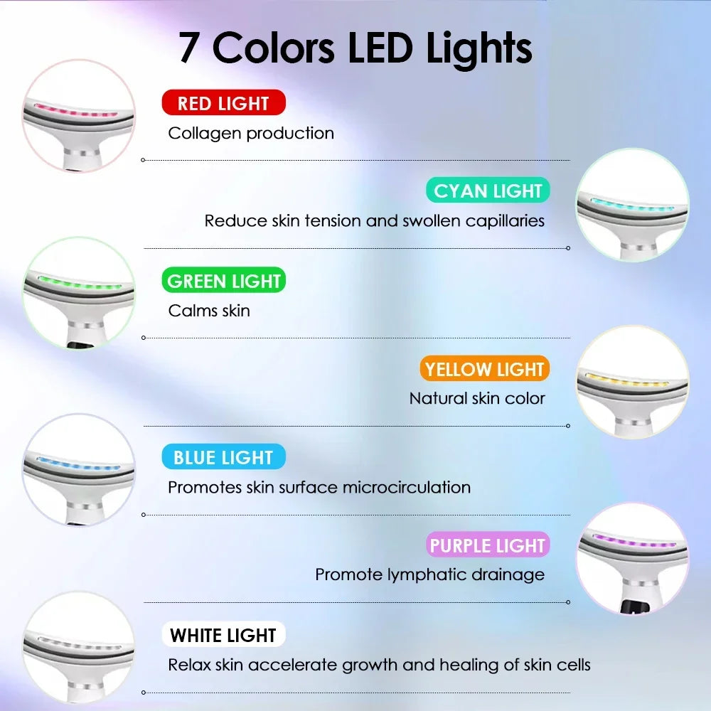 Portable 7-Color LED Light Therapy Face & Neck Massager – Anti-Wrinkle & Skin Tightening