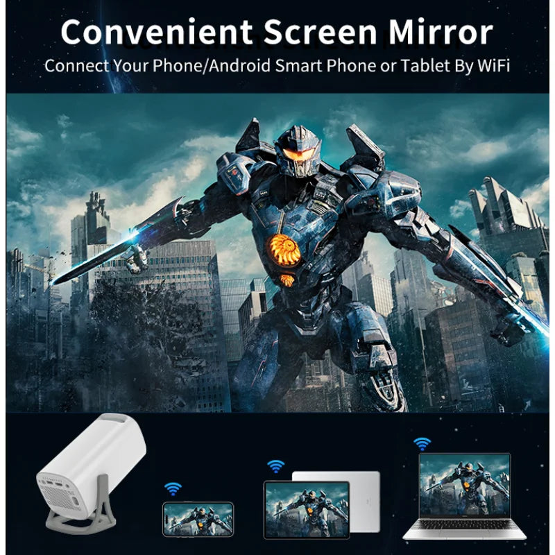 4K HD Android Projector – 3000+ Games, WiFi 6, BT5.4, Low Noise Home Theater with Dual Gamepads, Outdoor & Indoor