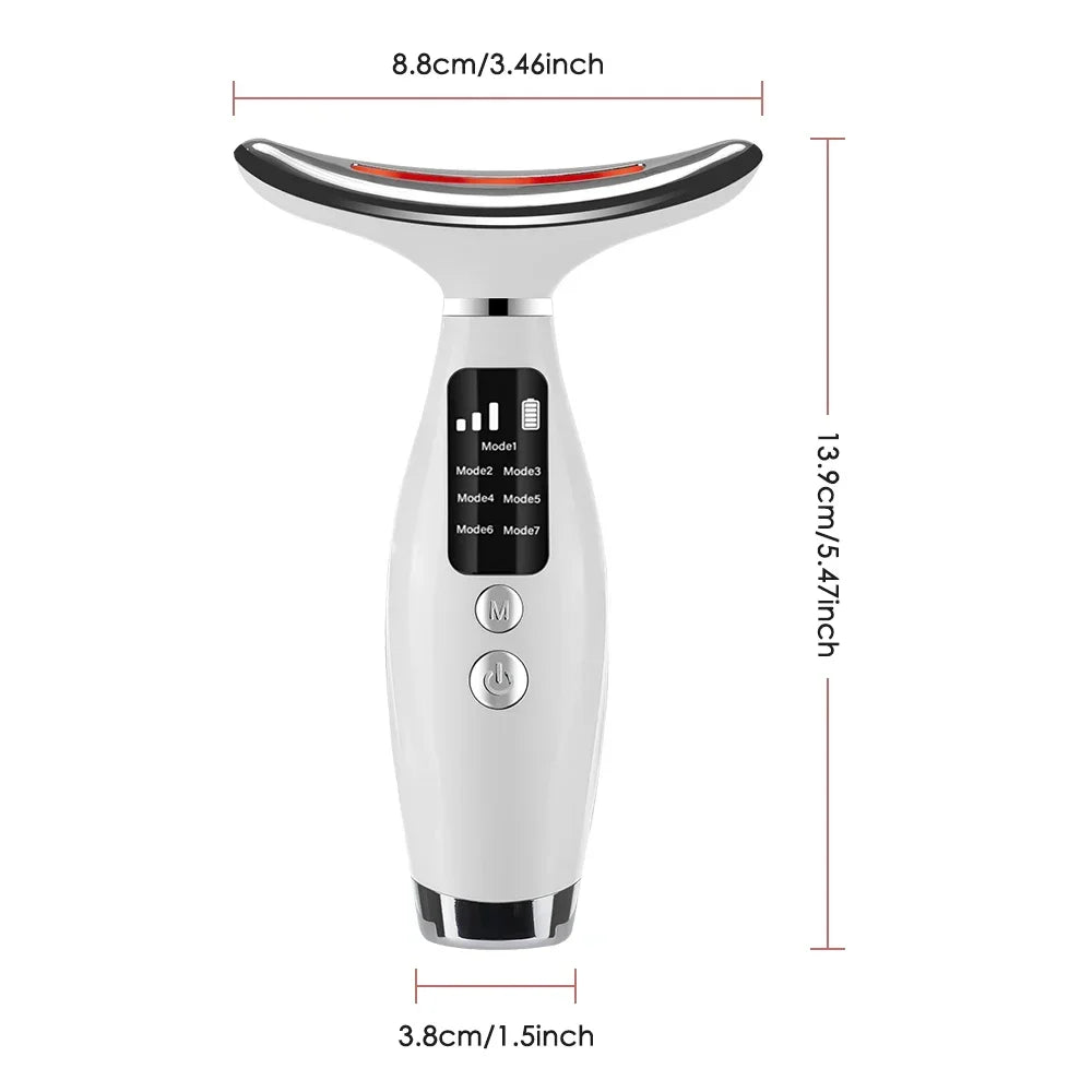 Portable 7-Color LED Light Therapy Face & Neck Massager – Anti-Wrinkle & Skin Tightening