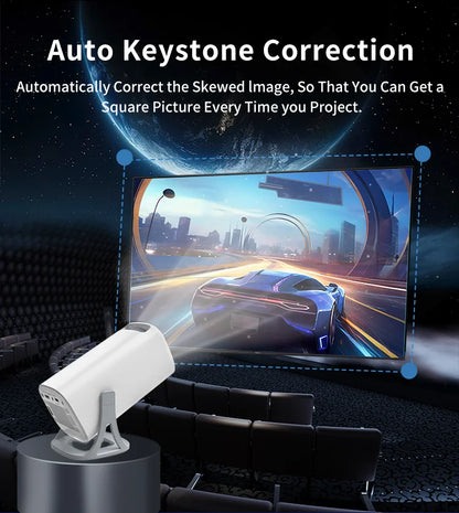 4K HD Android Projector – 3000+ Games, WiFi 6, BT5.4, Low Noise Home Theater with Dual Gamepads, Outdoor & Indoor