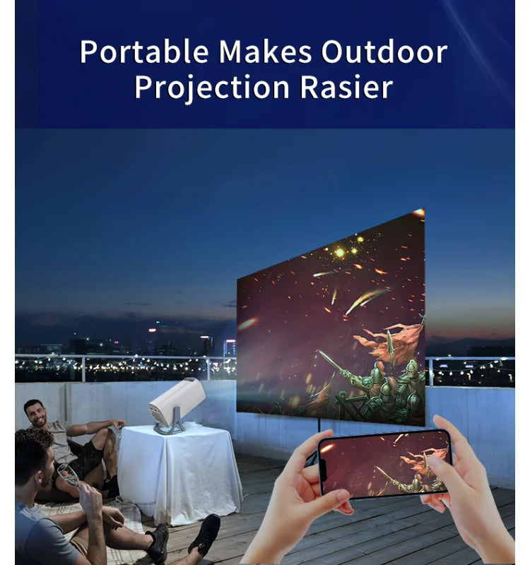 4K HD Android Projector – 3000+ Games, WiFi 6, BT5.4, Low Noise Home Theater with Dual Gamepads, Outdoor & Indoor