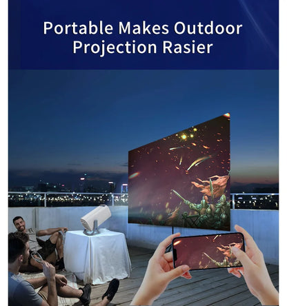 4K HD Android Projector – 3000+ Games, WiFi 6, BT5.4, Low Noise Home Theater with Dual Gamepads, Outdoor & Indoor