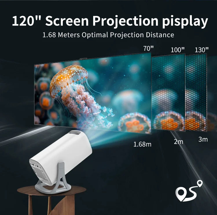 4K HD Android Projector – 3000+ Games, WiFi 6, BT5.4, Low Noise Home Theater with Dual Gamepads, Outdoor & Indoor
