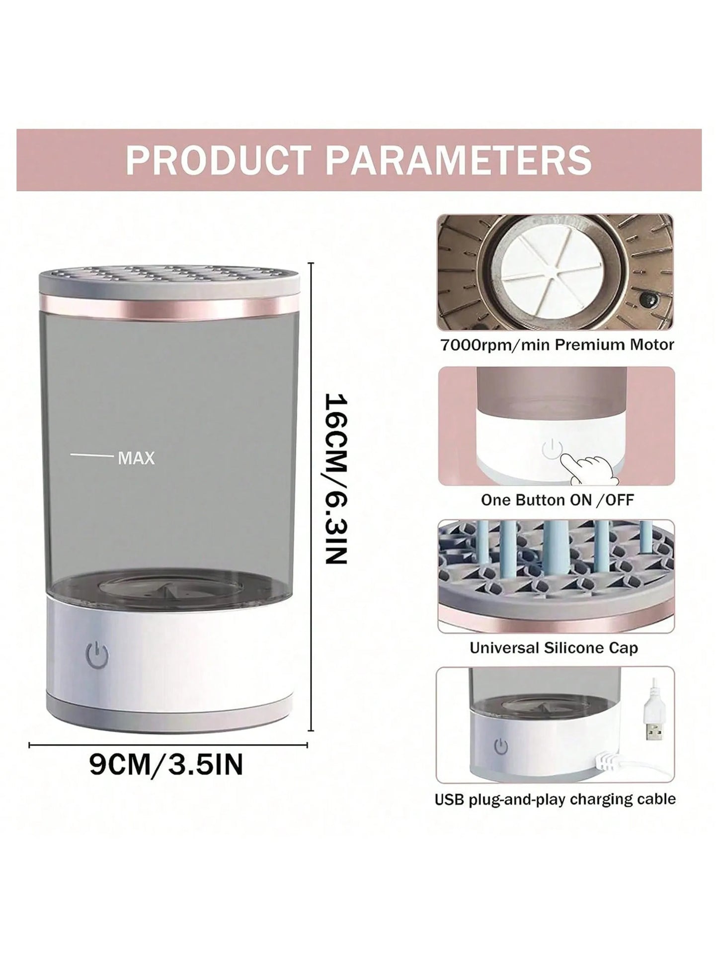 Professional Electric Makeup Brush Cleaner Machine – Quick and Efficient Cleaning for All Cosmetic Brushes