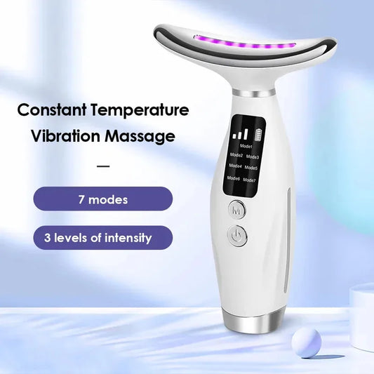 Portable 7-Color LED Light Therapy Face & Neck Massager – Anti-Wrinkle & Skin Tightening